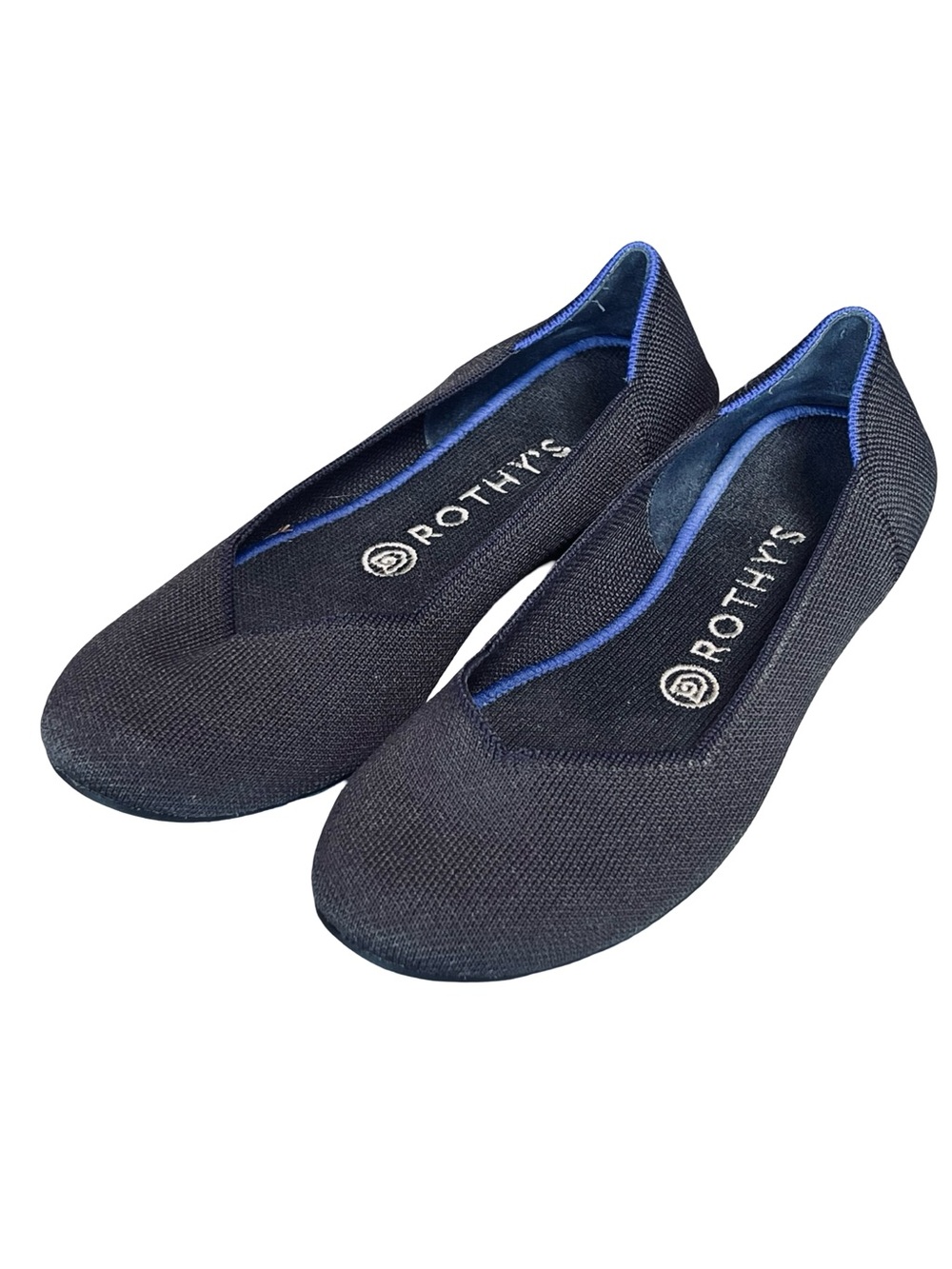 Rothy’s Women’s 7.5 Navy Blue Ballet Flats Solid Knit Round Toe Stretch Washable - Picture 2 of 10